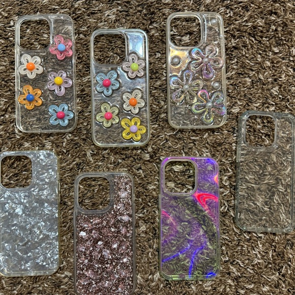 Other - iPhone 14 Pro Floral and Glitter Phone Cases